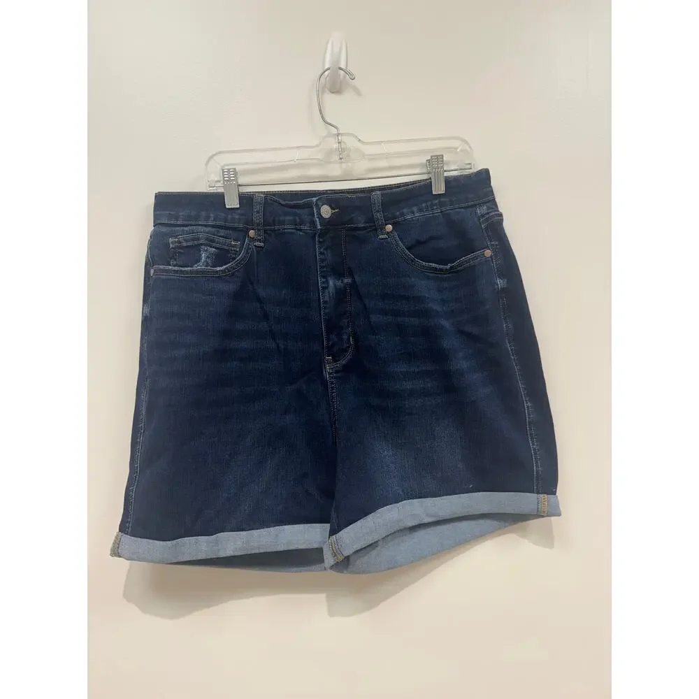 Judy Blue High Waist Tummy Control Stretch Dark Denim Shorts Plus Size 3X